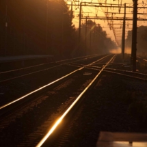 Sunrise at the train station St Martin de Crau - France