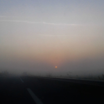 Foggy morning A54 St Martin de Crau - France