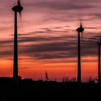 Sunset Wind Turbine Clouds 