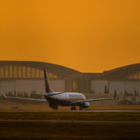 Sunset over airport - Marignane - France_